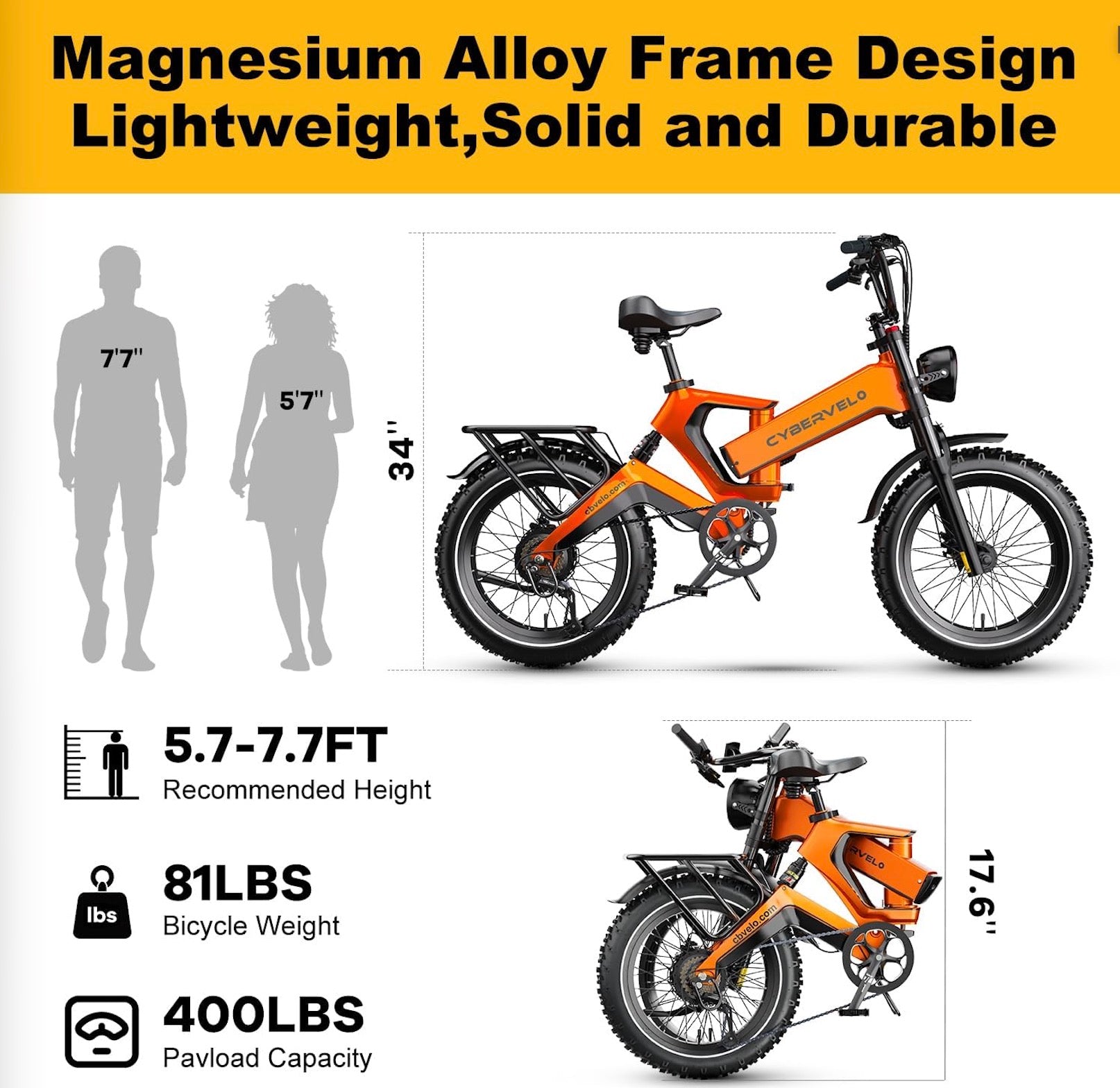 Foldable E-Bike 1000W Peak Motor